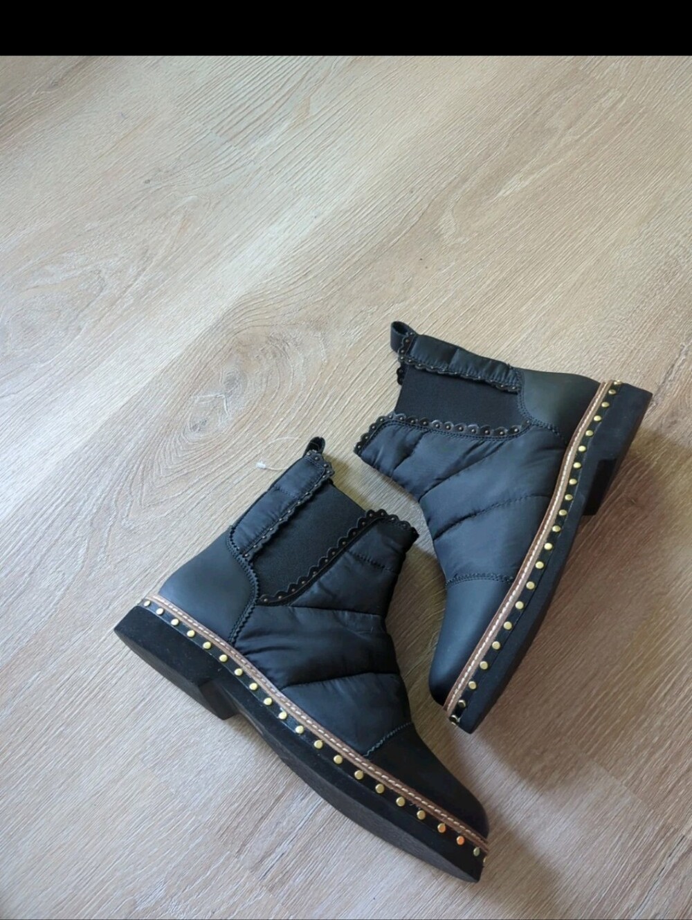 FREE PEOPLE Atlas Puffer Chelsea Boot Black Leather Size EU 39, US 9